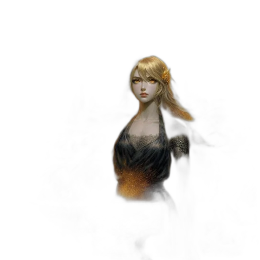 dress, creature, face, staff transparent PNG cut-out