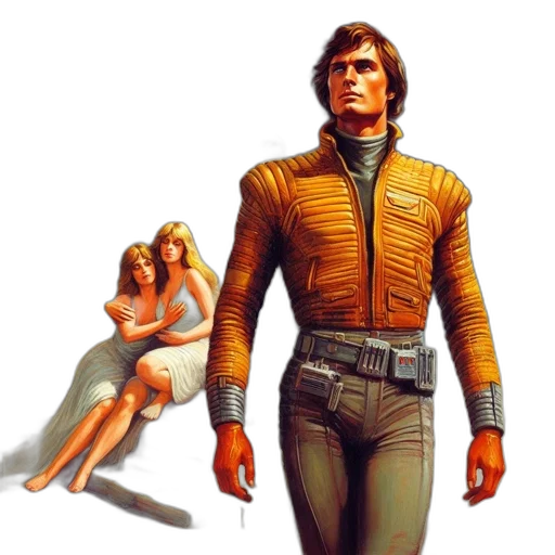 jacket, robot, concept art, comic book art transparent PNG cut-out