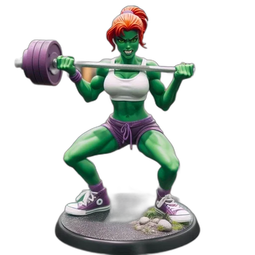 concept art, green-skinned, female, figurine transparent PNG cut-out