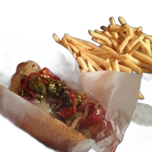 food, hot, dog, peppers transparent PNG cut-out