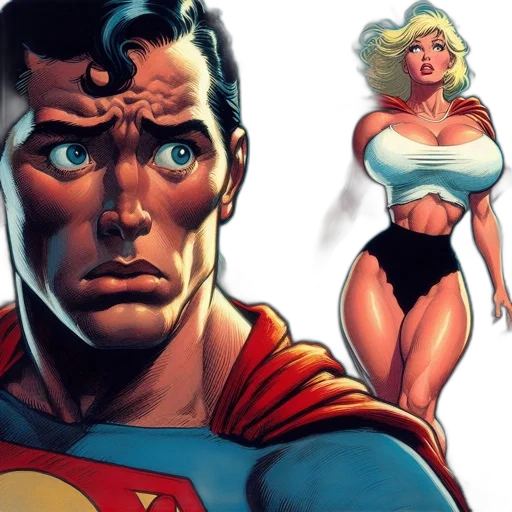 comic book art, concept art, superman, blonde transparent PNG cut-out