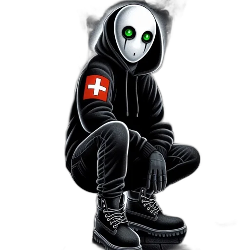jacket, mask, robot, staff transparent PNG cut-out