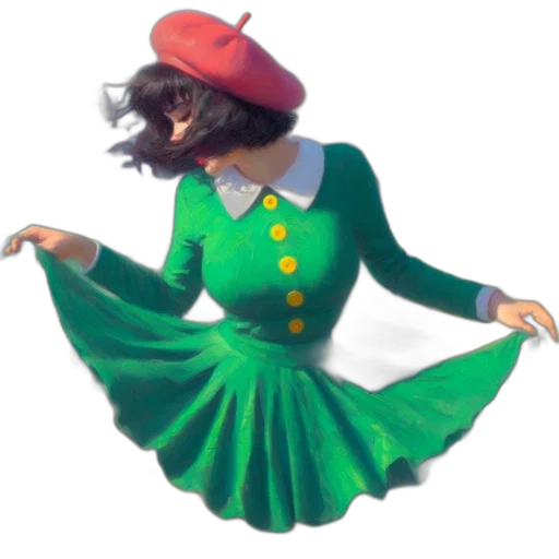dress, hat, concept art, 3d render transparent PNG cut-out