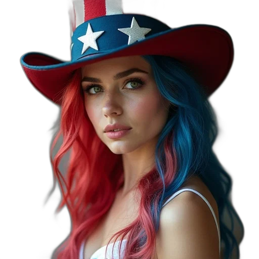 hat, hair, face, photorealistic transparent PNG cut-out