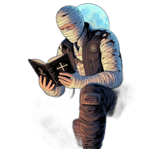 mask, jacket, staff, robot transparent PNG cut-out