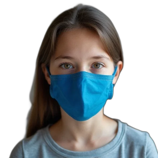 mask, girl, gray, shirt transparent PNG cut-out