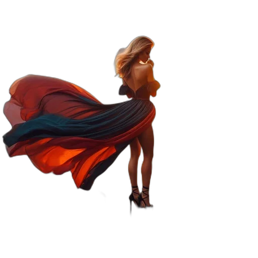 dress, hair, umbrella, shoes transparent PNG cut-out