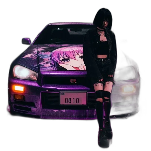 car, jacket, weapon, cyberpunk transparent PNG cut-out