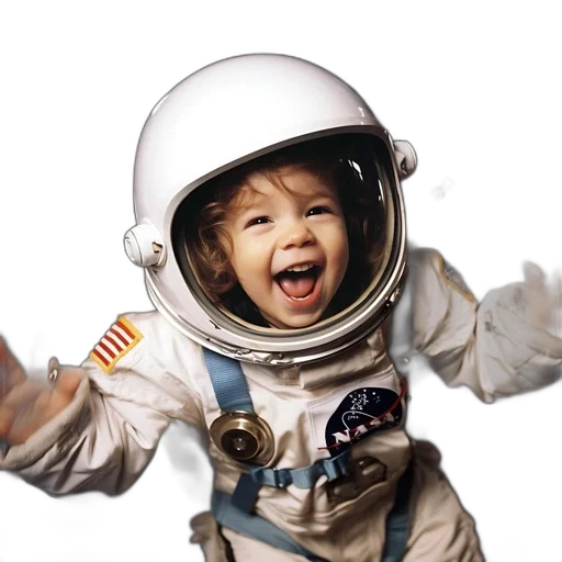 photorealistic, outer space, young, child transparent PNG cut-out