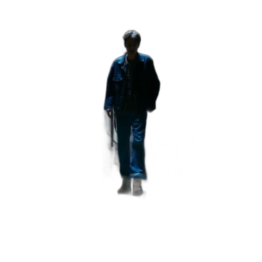 jacket, staff, robot, creature transparent PNG cut-out