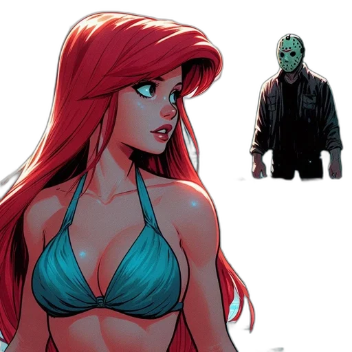 comic book art, concept art, underwater, green transparent PNG cut-out