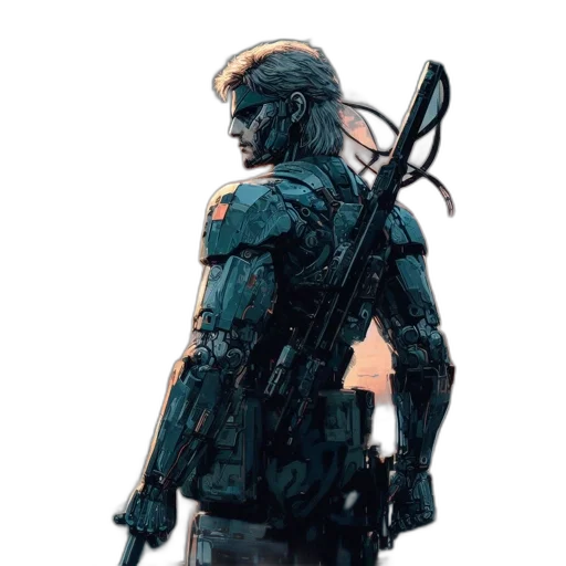 weapon, jacket, staff, robot transparent PNG cut-out