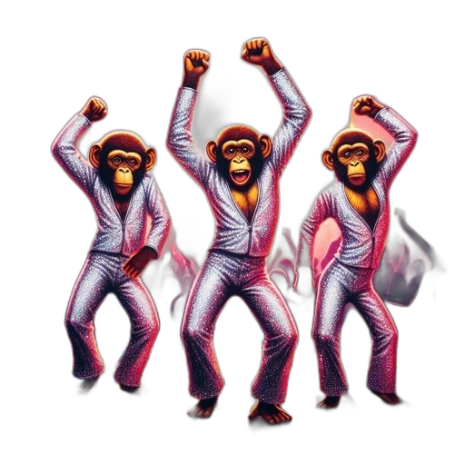 concept art, three, chimpanzees, dressed transparent PNG cut-out