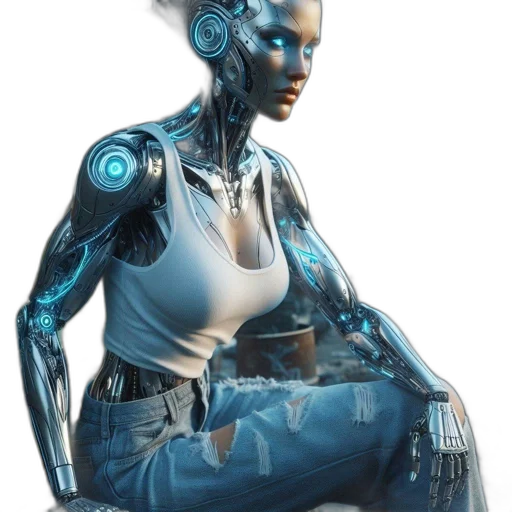 robot, dress, face, weapon transparent PNG cut-out
