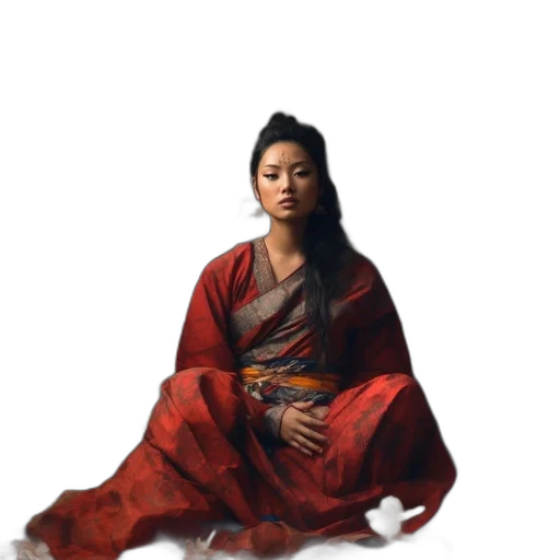 dress, staff, jewelry, face transparent PNG cut-out