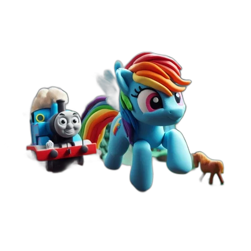 3d render, rainbow, dash-like, pony transparent PNG cut-out