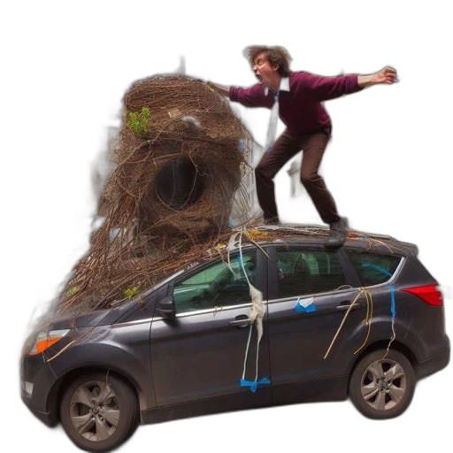 car, tree, creature, hair transparent PNG cut-out