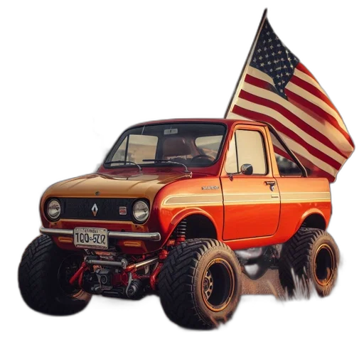 car, photorealistic, red, truck transparent PNG cut-out