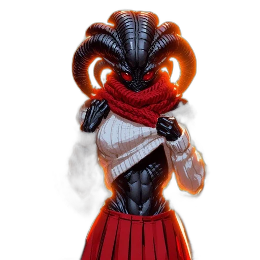 mask, dress, creature, staff transparent PNG cut-out