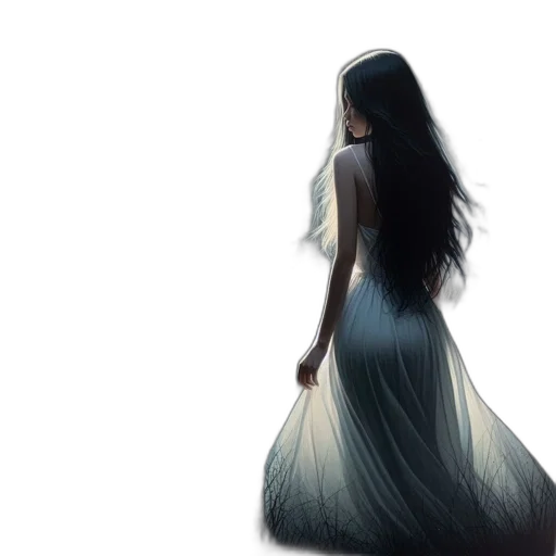 dress, hair, creature, concept art transparent PNG cut-out