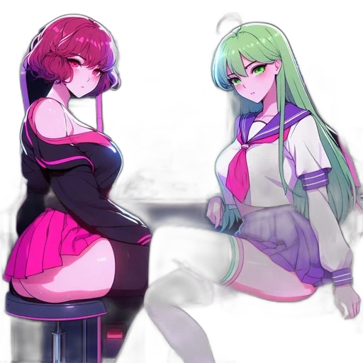 dress, anime, concept art, cyberpunk transparent PNG cut-out