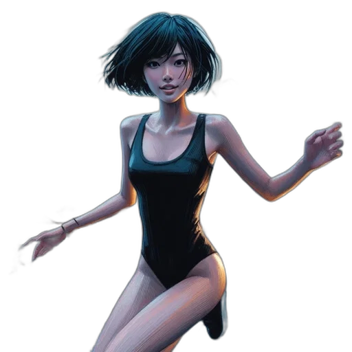 dress, concept art, comic book art, cyberpunk transparent PNG cut-out