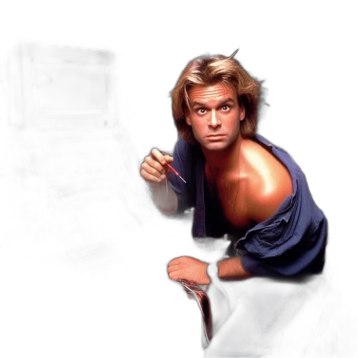 weapon, hair, face, staff transparent PNG cut-out