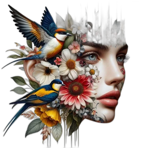mask, face, crown, flower transparent PNG cut-out