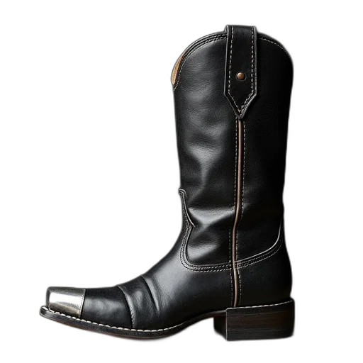 shoes, black, leather, cowboy transparent PNG cut-out