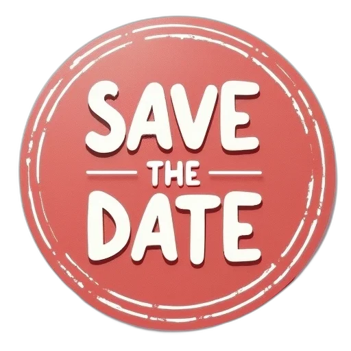 save, date, round, sticker transparent PNG cut-out