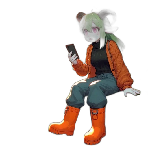 jacket, staff, robot, creature transparent PNG cut-out