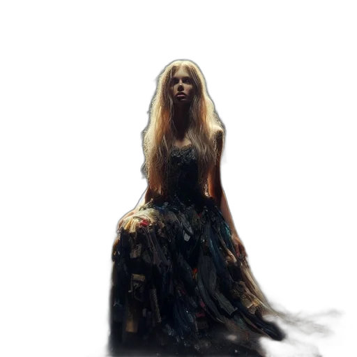 dress, creature, crown, hair transparent PNG cut-out