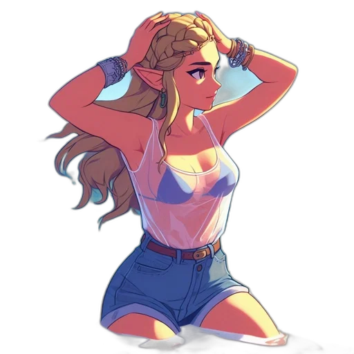 dress, concept art, vaporwave, anime transparent PNG cut-out