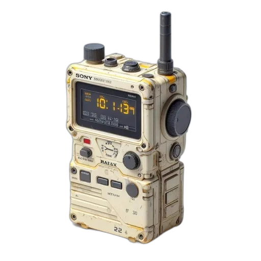 robot, rugged, military-style, walkie-talkie transparent PNG cut-out