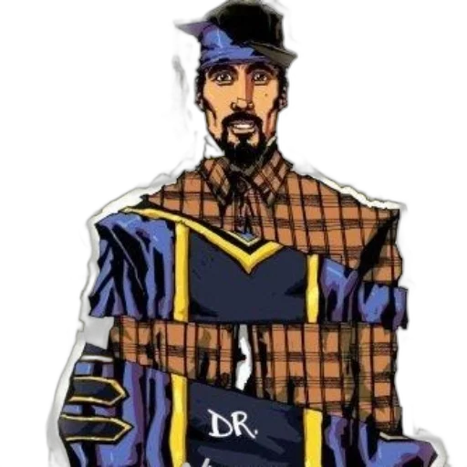 jacket, staff, comic book art, cartoon transparent PNG cut-out