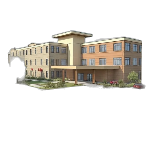 building, 3d render, photorealistic, concept art transparent PNG cut-out