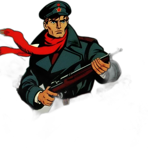 weapon, staff, jacket, comic book art transparent PNG cut-out