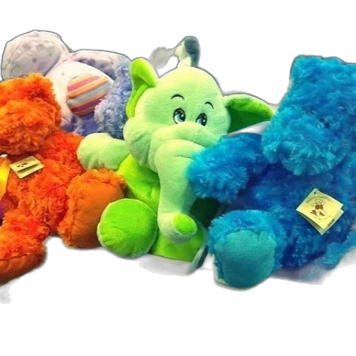 colorful, assortment, stuffed, animals transparent PNG cut-out