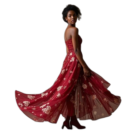 dress, red, valentina, gown transparent PNG cut-out