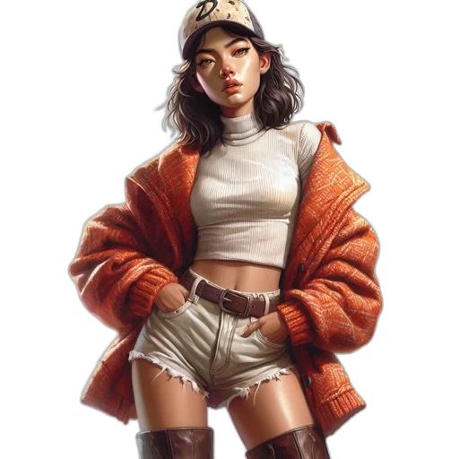 jacket, dress, hat, concept art transparent PNG cut-out