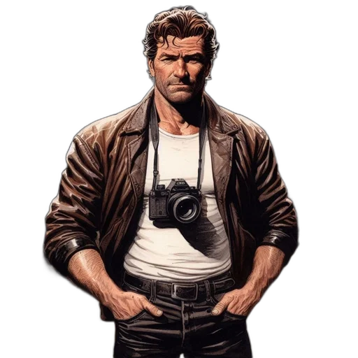jacket, weapon, face, robot transparent PNG cut-out