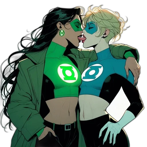 comic book art, concept art, neon lights, green transparent PNG cut-out