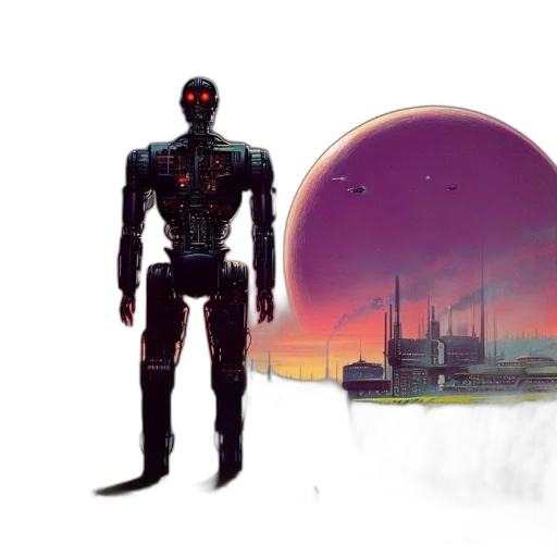 robot, concept art, cyberpunk, pixel art transparent PNG cut-out