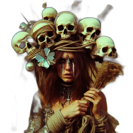 jewelry, crown, mask, staff transparent PNG cut-out