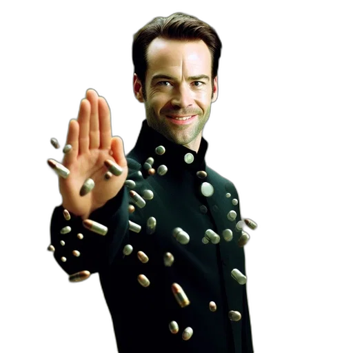 jacket, robot, weapon, staff transparent PNG cut-out