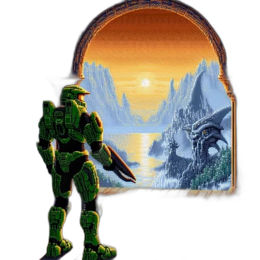 robot, dragon, sword, weapon transparent PNG cut-out