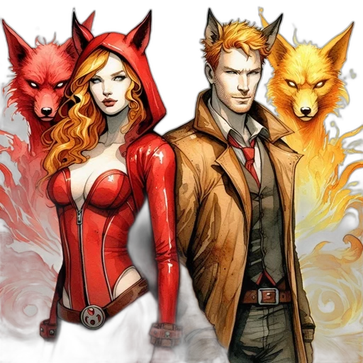 comic book art, concept art, fantasy art, red transparent PNG cut-out