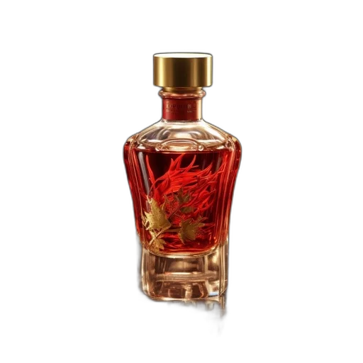 bottle, dragon, crown, 3d render transparent PNG cut-out