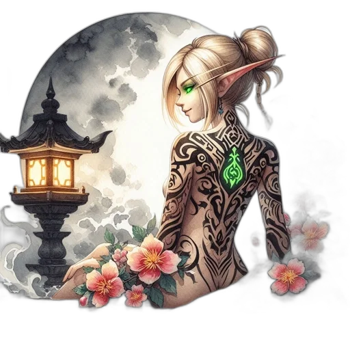 dress, mask, staff, flower transparent PNG cut-out