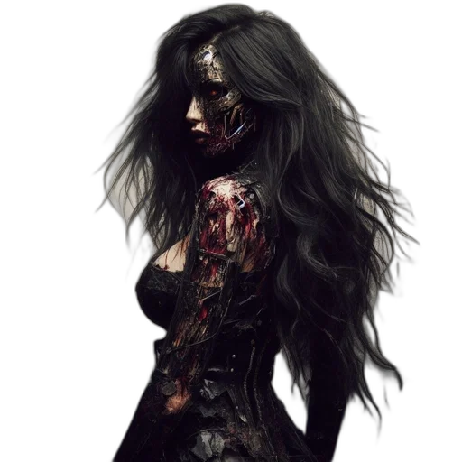 dress, mask, hair, face transparent PNG cut-out